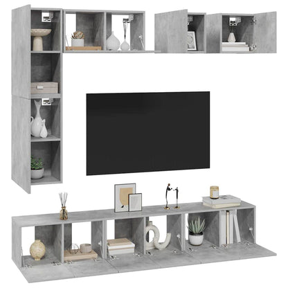 vidaXL Meuble TV 8 pcs Gris béton Aggloméré