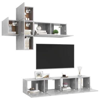 vidaXL Meuble TV 7 pcs Bois d'ingénierie Gris béton