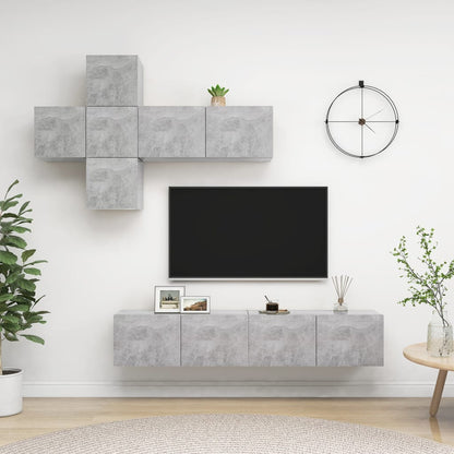 vidaXL Meuble TV 7 pcs Bois d'ingénierie Gris béton