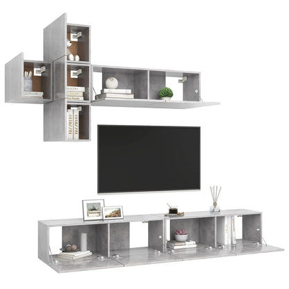 vidaXL Meuble TV 7 pcs Bois d'ingénierie Gris béton