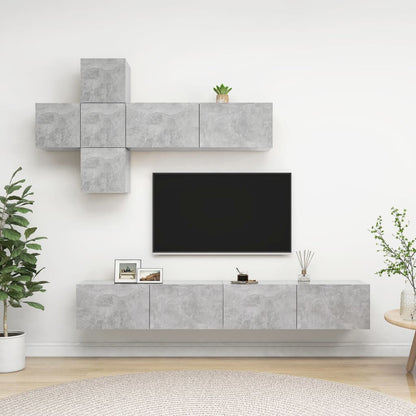 vidaXL Meuble TV 7 pcs Bois d'ingénierie Gris béton