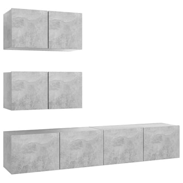 vidaXL Meuble TV 4 pcs Gris béton Aggloméré