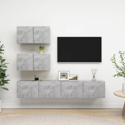 vidaXL Meuble TV 4 pcs Gris béton Aggloméré