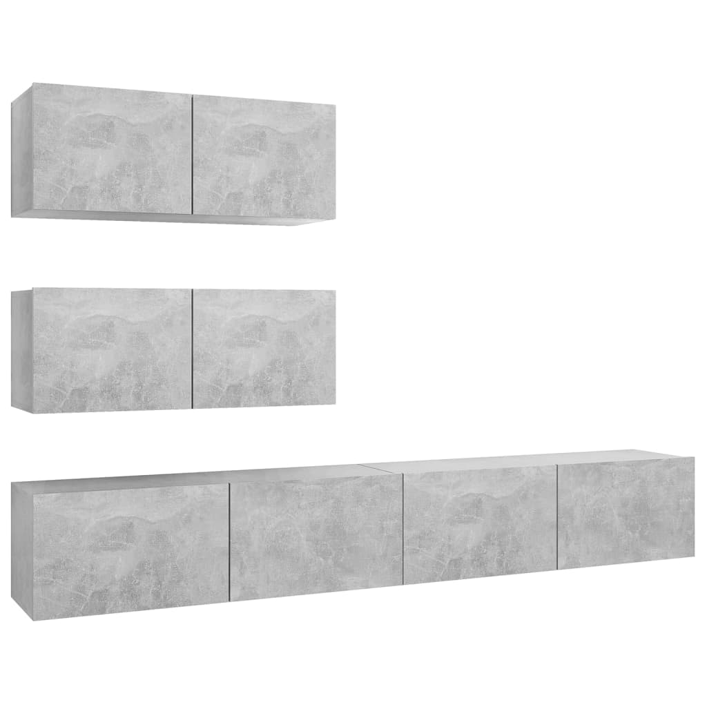 vidaXL Meuble TV 4 pcs Gris béton Aggloméré