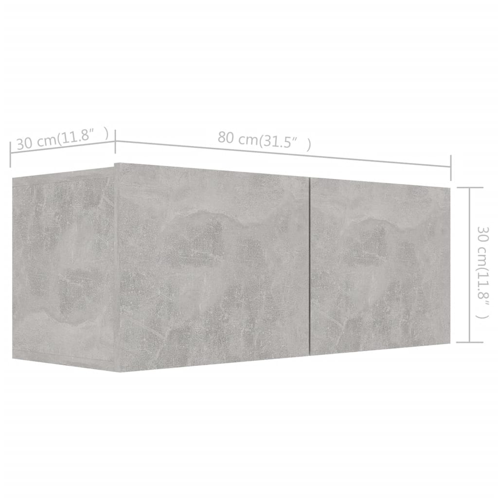 vidaXL Meuble TV 4 pcs Gris béton Aggloméré