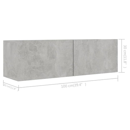 vidaXL Meuble TV 4 pcs Gris béton Aggloméré