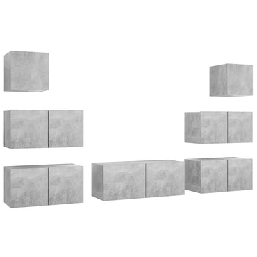 vidaXL Meuble TV 7 pcs Bois d'ingénierie Gris béton