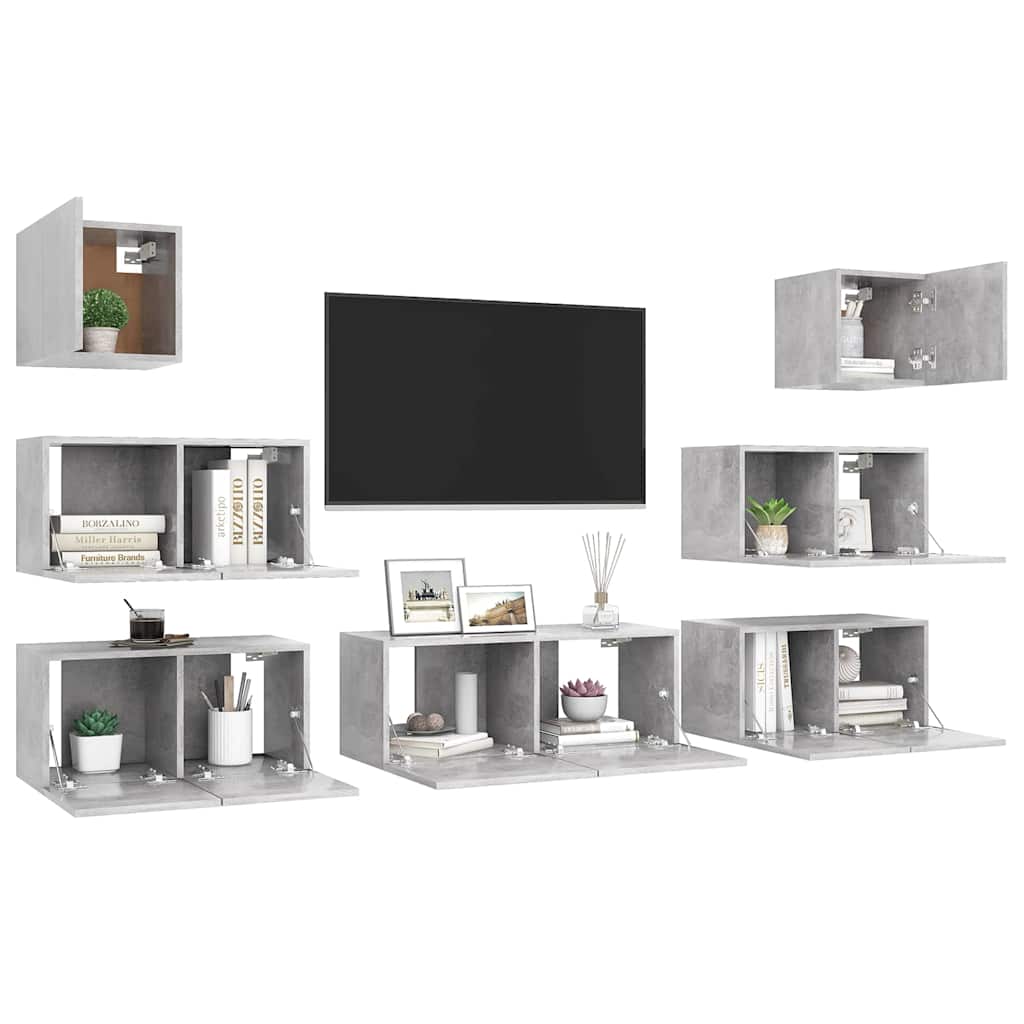 vidaXL Meuble TV 7 pcs Bois d'ingénierie Gris béton