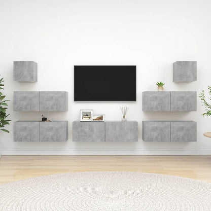 vidaXL Meuble TV 7 pcs Bois d'ingénierie Gris béton