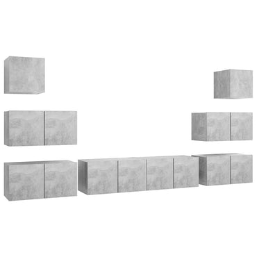 vidaXL Meuble TV 8 pcs Gris béton Aggloméré