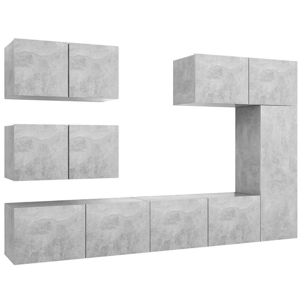 vidaXL Ensemble meuble TV 6 pcs Gris béton Aggloméré
