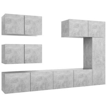 vidaXL Ensemble meuble TV 6 pcs Gris béton Aggloméré