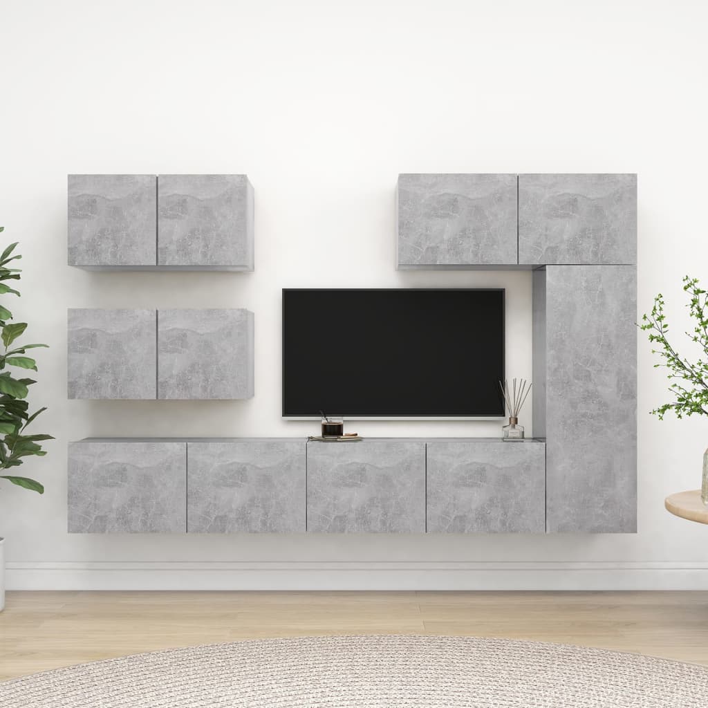 vidaXL Ensemble meuble TV 6 pcs Gris béton Aggloméré
