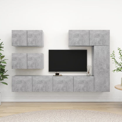 vidaXL Ensemble meuble TV 6 pcs Gris béton Aggloméré
