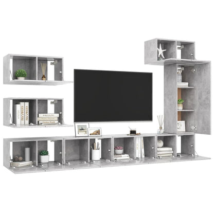 vidaXL Meuble TV 8 pcs Gris béton Aggloméré