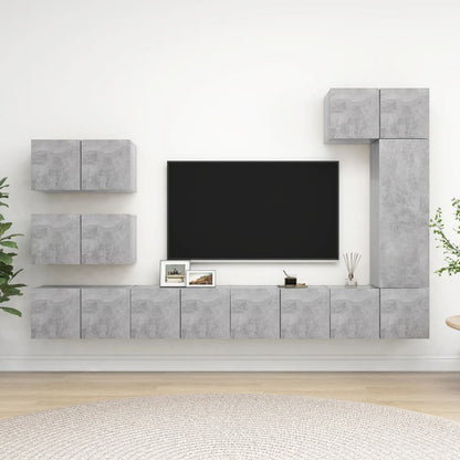 vidaXL Meuble TV 8 pcs Gris béton Aggloméré