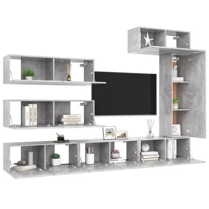 vidaXL Meuble TV 7 pcs Bois d'ingénierie Gris béton