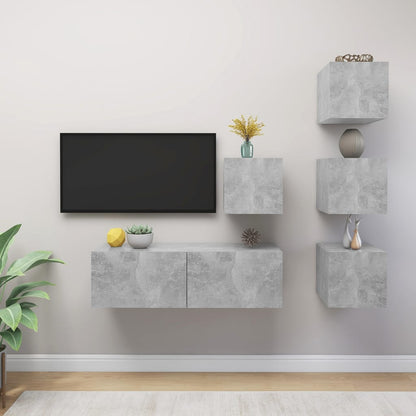 vidaXL Meuble TV 5 pcs Gris béton Aggloméré