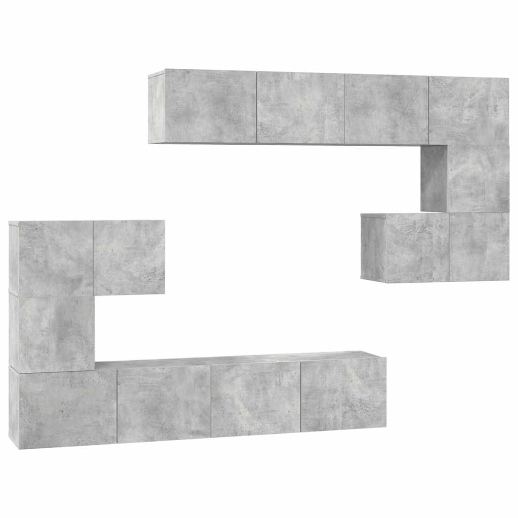 vidaXL Meuble TV 8 pcs Gris béton Aggloméré