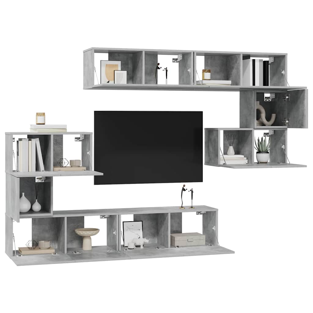 vidaXL Meuble TV 8 pcs Gris béton Aggloméré