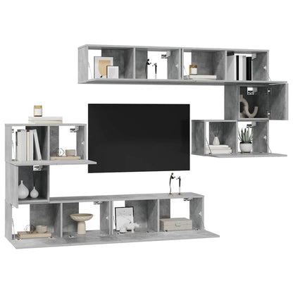 vidaXL Meuble TV 8 pcs Gris béton Aggloméré