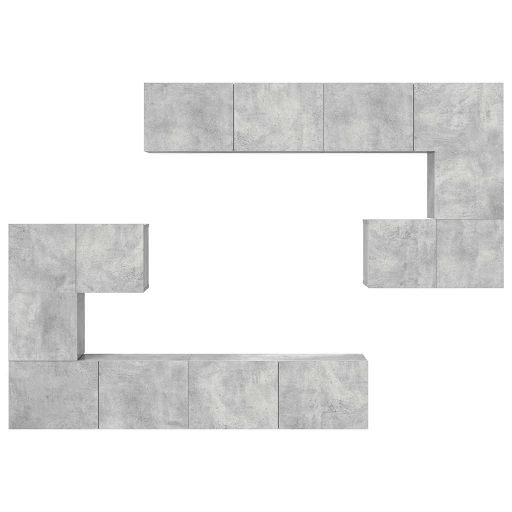 vidaXL Meuble TV 8 pcs Gris béton Aggloméré