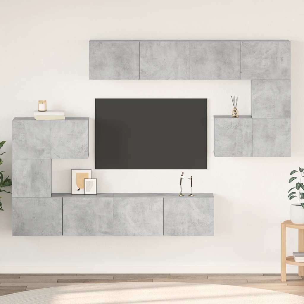 vidaXL Meuble TV 8 pcs Gris béton Aggloméré