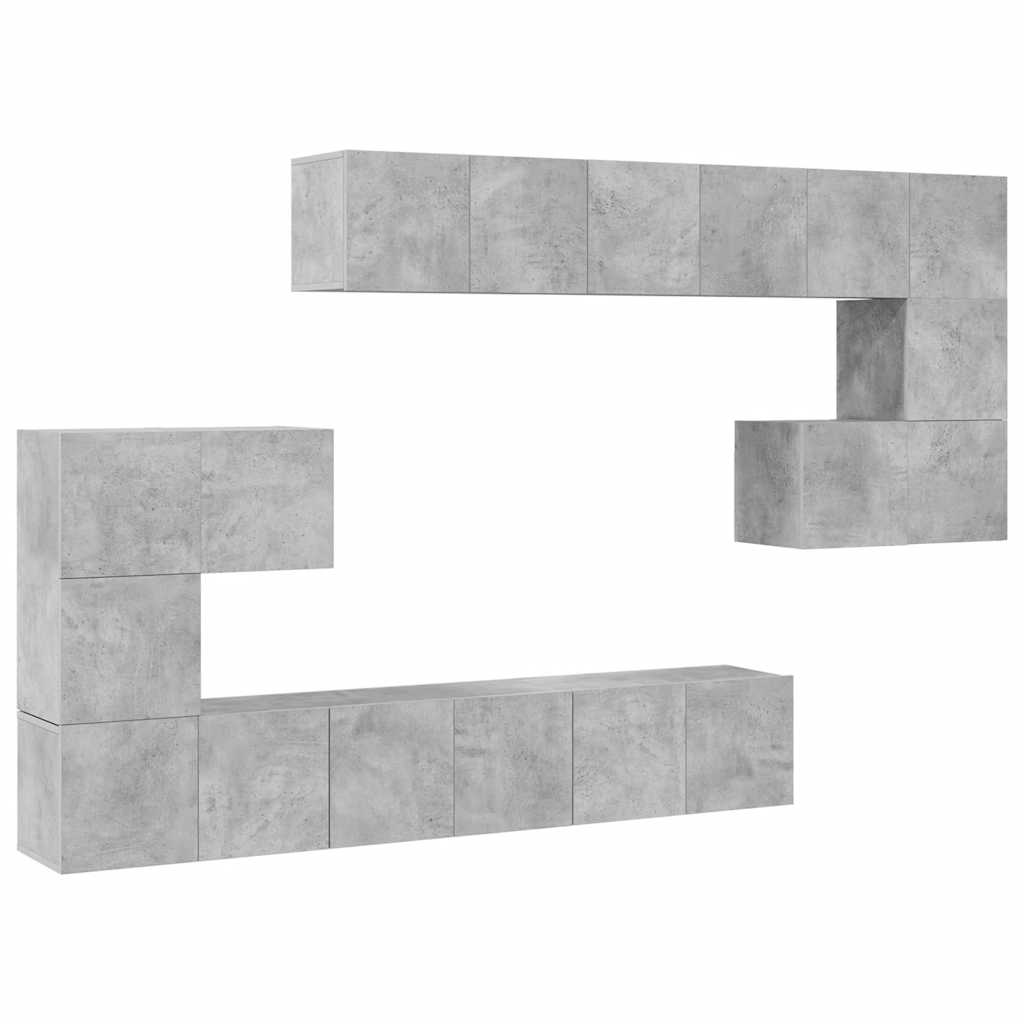 vidaXL Ensemble de 10 meubles TV gris béton en bois d'ingénierie