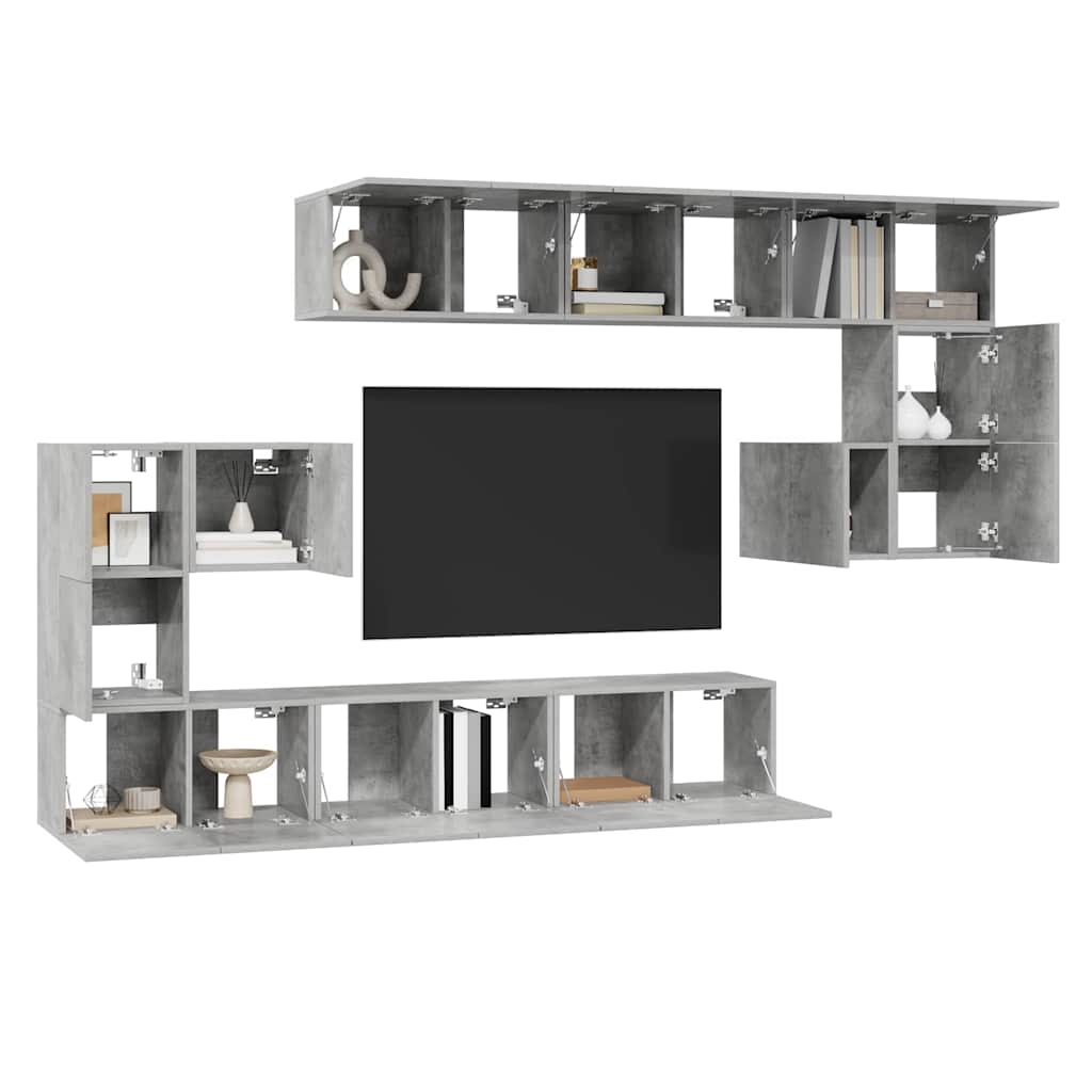 vidaXL Ensemble de 10 meubles TV gris béton en bois d'ingénierie