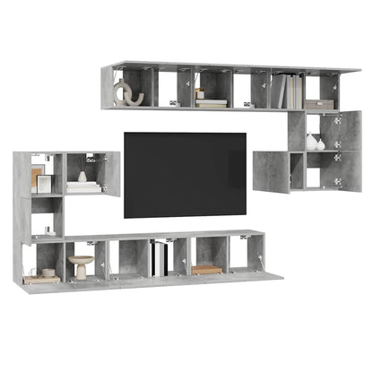 vidaXL Ensemble de 10 meubles TV gris béton en bois d'ingénierie
