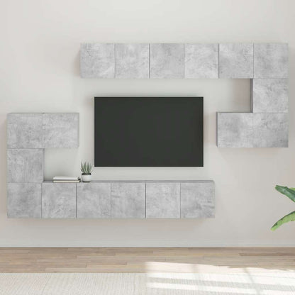 vidaXL Ensemble de 10 meubles TV gris béton en bois d'ingénierie