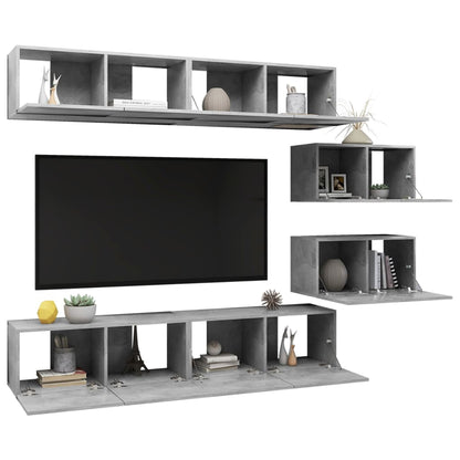 vidaXL Ensemble meuble TV 6 pcs Gris béton Aggloméré