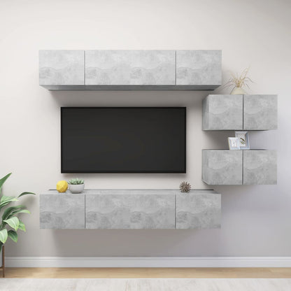 vidaXL Ensemble meuble TV 6 pcs Gris béton Aggloméré