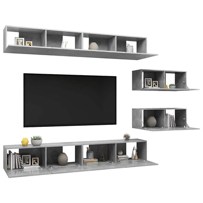 vidaXL Ensemble meuble TV 6 pcs Gris béton Aggloméré