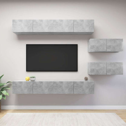 vidaXL Ensemble meuble TV 6 pcs Gris béton Aggloméré