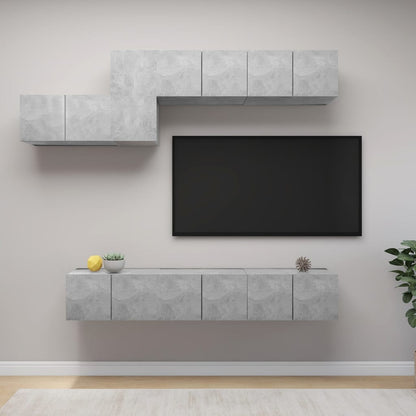 vidaXL Meuble TV 7 pcs Bois d'ingénierie Gris béton