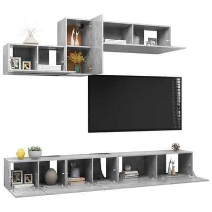 vidaXL Ensemble meuble TV 6 pcs Gris béton Aggloméré