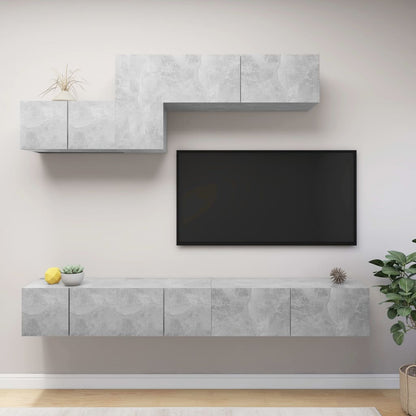 vidaXL Ensemble meuble TV 6 pcs Gris béton Aggloméré