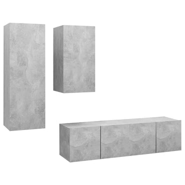 vidaXL Meuble TV 4 pcs Gris béton Aggloméré