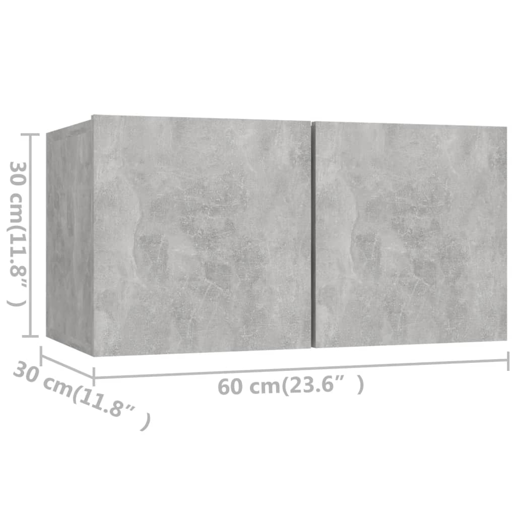 vidaXL Meuble TV 4 pcs Gris béton Aggloméré
