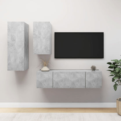 vidaXL Meuble TV 4 pcs Gris béton Aggloméré