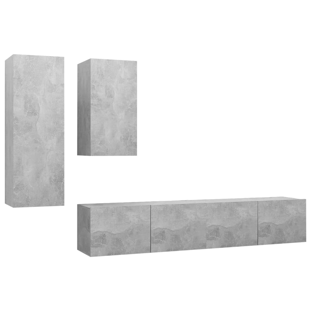 vidaXL Meuble TV 4 pcs Gris béton Aggloméré