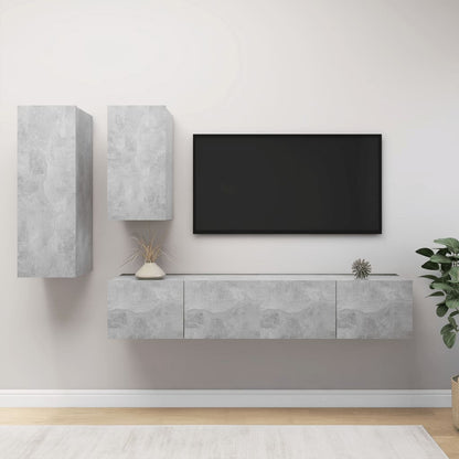 vidaXL Meuble TV 4 pcs Gris béton Aggloméré