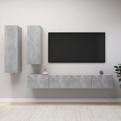 vidaXL Meuble TV 4 pcs Gris béton Aggloméré