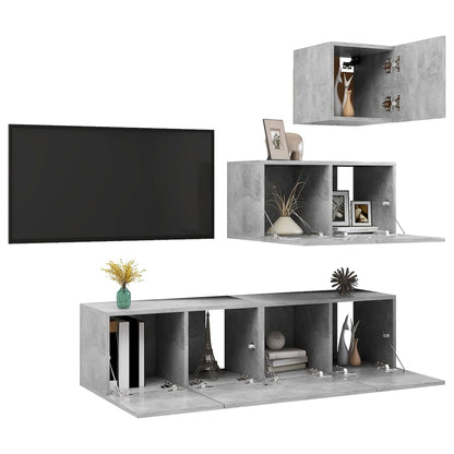 vidaXL Meuble TV 4 pcs Gris béton Aggloméré