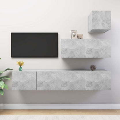 vidaXL Meuble TV 4 pcs Gris béton Aggloméré