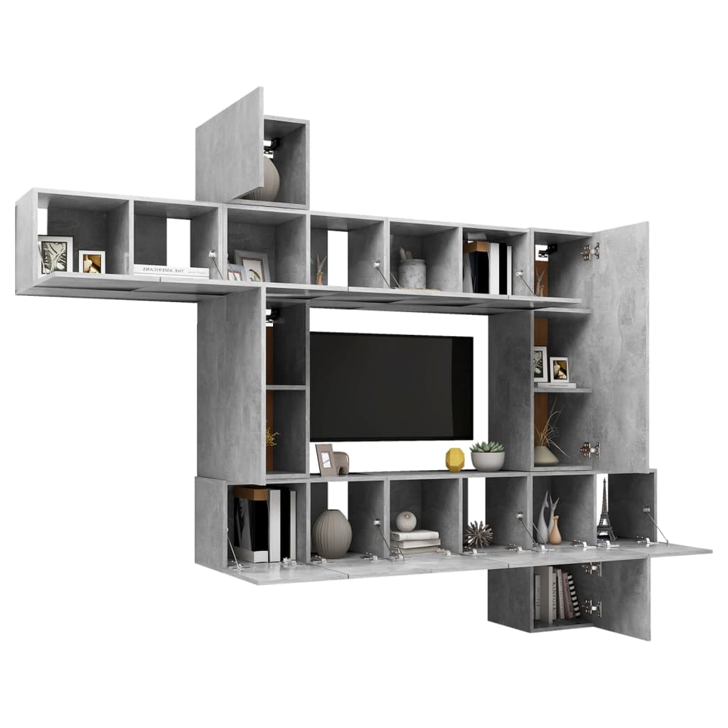 vidaXL Ensemble de 10 meubles TV gris béton en bois d'ingénierie