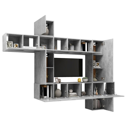vidaXL Ensemble de 10 meubles TV gris béton en bois d'ingénierie