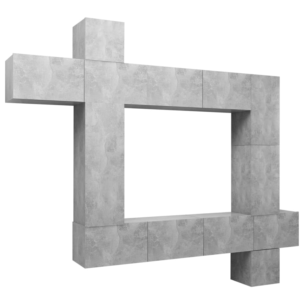 vidaXL Meuble TV 9 pcs Gris béton Bois d'ingénierie