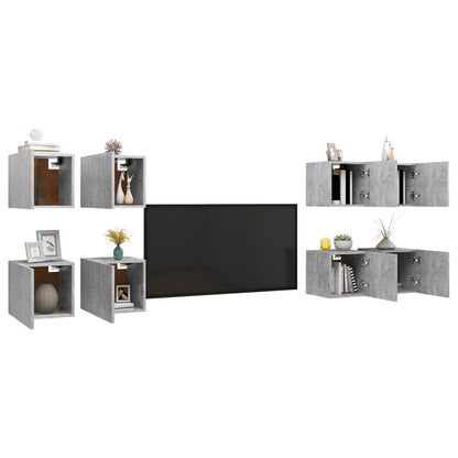 vidaXL Meubles TV muraux 8 pcs Gris béton 30,5x30x30 cm